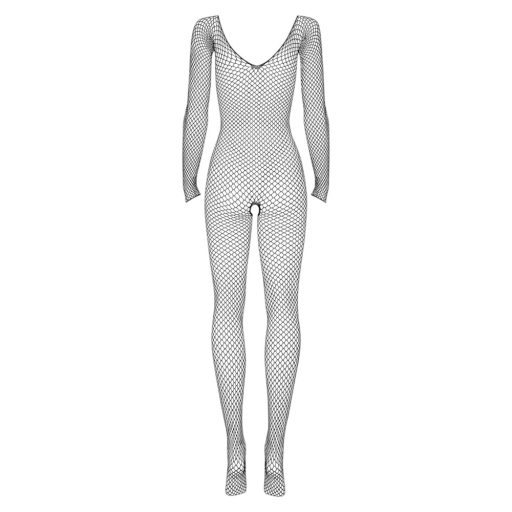 Obsessive N109 - hosszúujjú, nyitott necc overál - fekete (S-L)