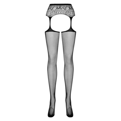 Obsessive S307 - virágos harisnyatartós szett - fekete (S-L)