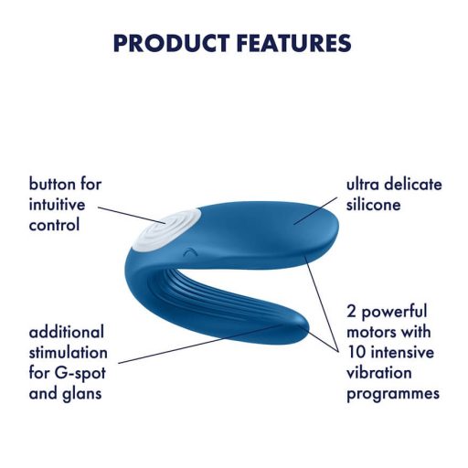 Satisfyer Double Whale - 2 motoros párvibrátor (kék)