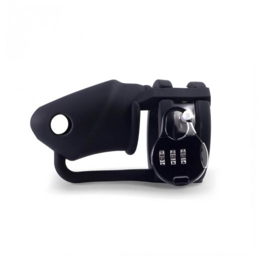 LOCK A WILLY - szilikon pénisz ketrec lakattal (fekete)