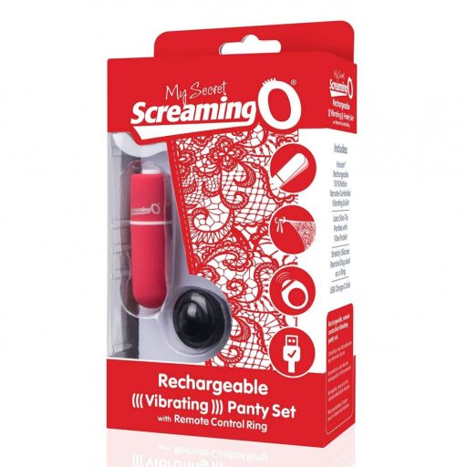 Screaming O Panty Set - vibrációs tanga - piros (S-L)