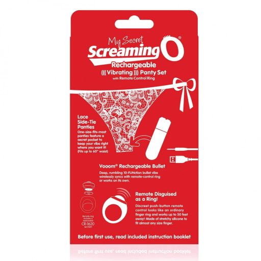 Screaming O Panty Set - vibrációs tanga - piros (S-L)