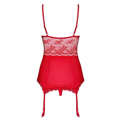 Obsessive Lovica - csipkés harisnyatartós felső és tanga (piros)