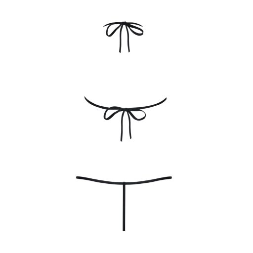 Obsessive Luiza - tulipános, pántos body - fekete (S/M)