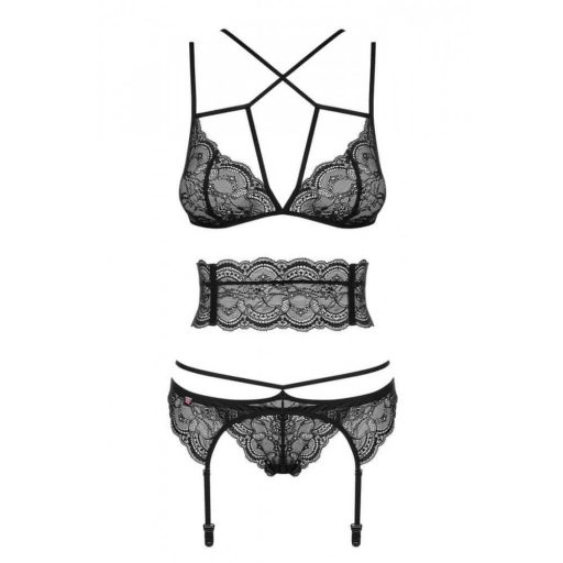 / Obsessive Frivolla - pikáns csipke fehérnemű szett (fekete)