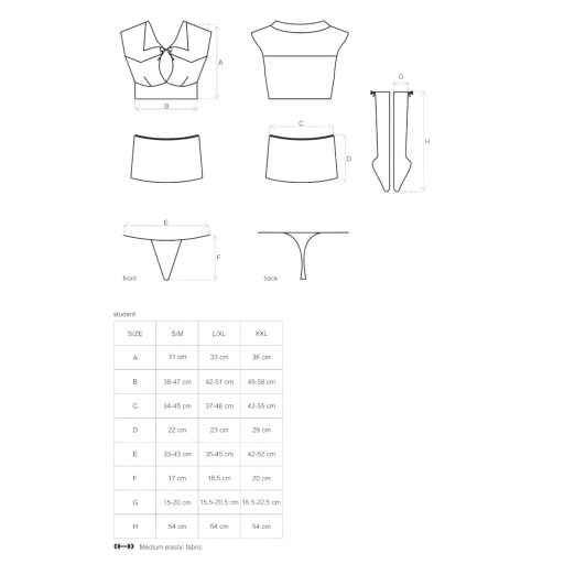 Obsessive Student - diáklány jelmez szett (5 részes)