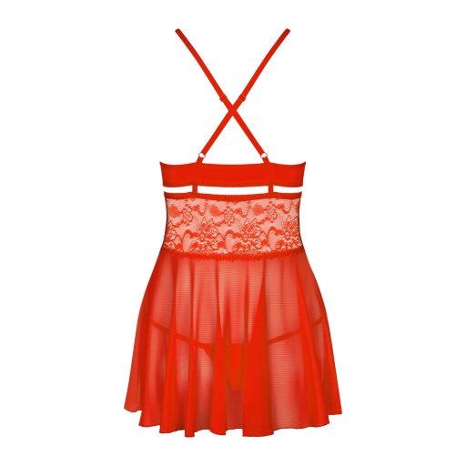 Obsessive 838-BAB-3 - pikáns csipkés babydoll és tanga (piros)