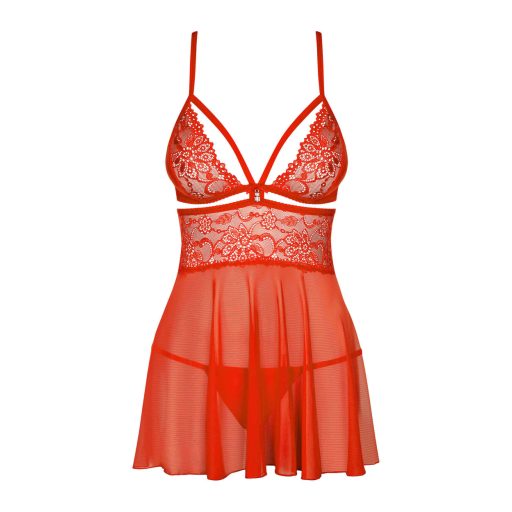 Obsessive 838-BAB-3 - pikáns csipkés babydoll és tanga (piros)
