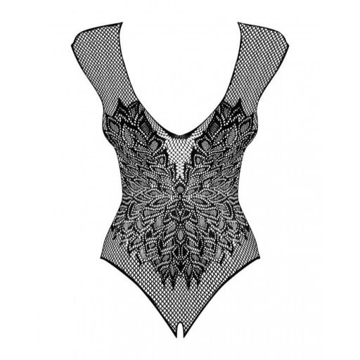 Obsessive B112 - angyal szárnyas, necc nyitott body (fekete)