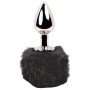   / FEELZTOYS Bunny Tails - fém anál plug nyuszifarokkal (ezüst-fekete)
