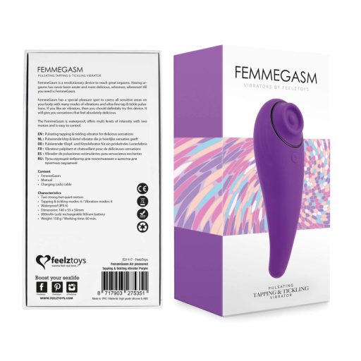 FEELZTOYS Femmegasm - akkus 2in1 csikló vibrátor, csiklóizgató (lila)