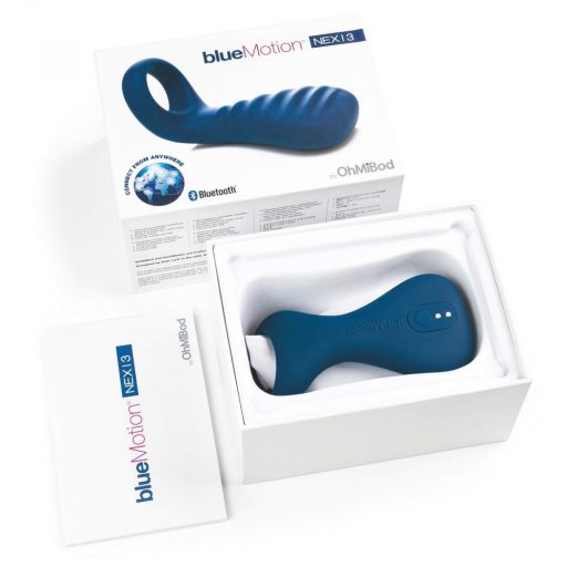 / OHMIBOD Bluemotion Nex 3 - okos, vibrációs péniszgyűrű (kék)