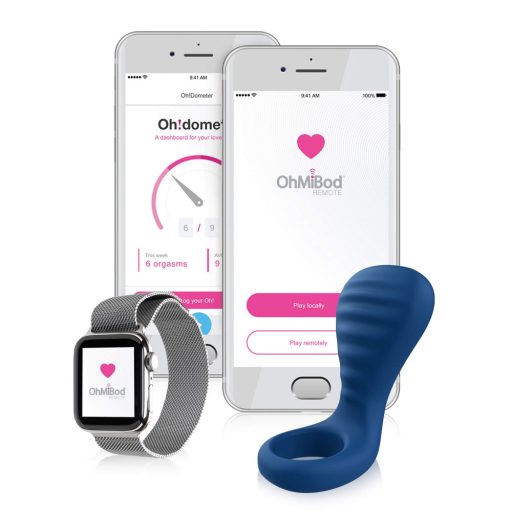 / OHMIBOD Bluemotion Nex 3 - okos, vibrációs péniszgyűrű (kék)