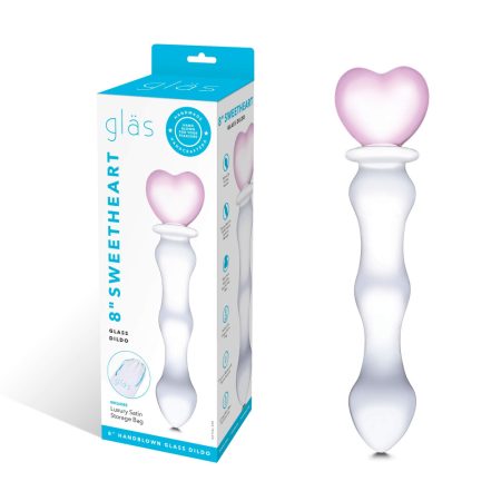 GLAS - szíves üveg dildó (átlátszó)